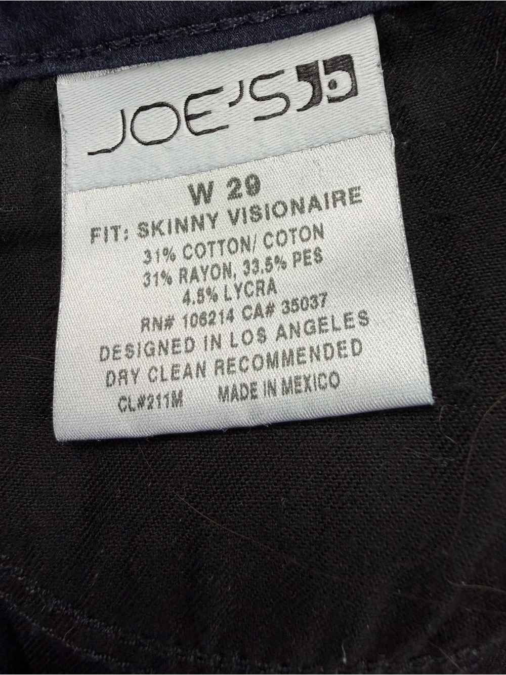 Joe's Jeans Visionaire High Rise Dark Wash Skinny Jeans Seam Detail 28